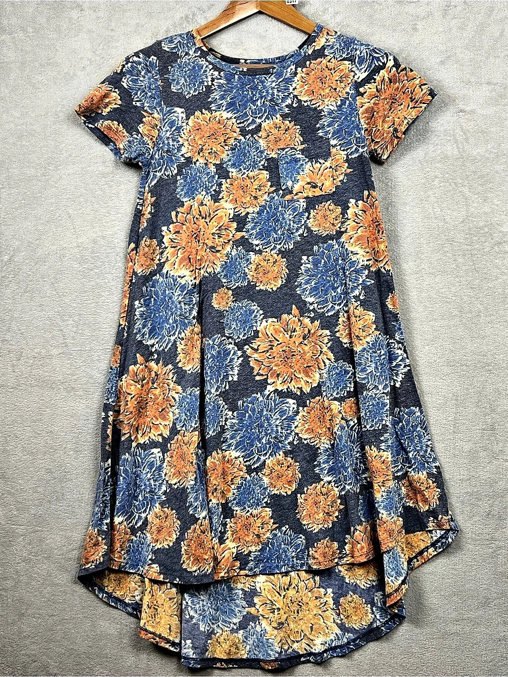 LuLaRoe Amelia Floral Mini Dress Blue & Orange Size XS